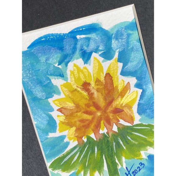 Dandelion Dreams - Original Wall Art Handmade Matted Watercolor Painting 8x10in - Picture 4 of 8